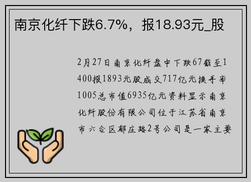 南京化纤下跌6.7%，报18.93元_股