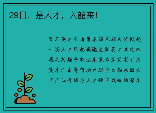 29日,是人才,入韶来!